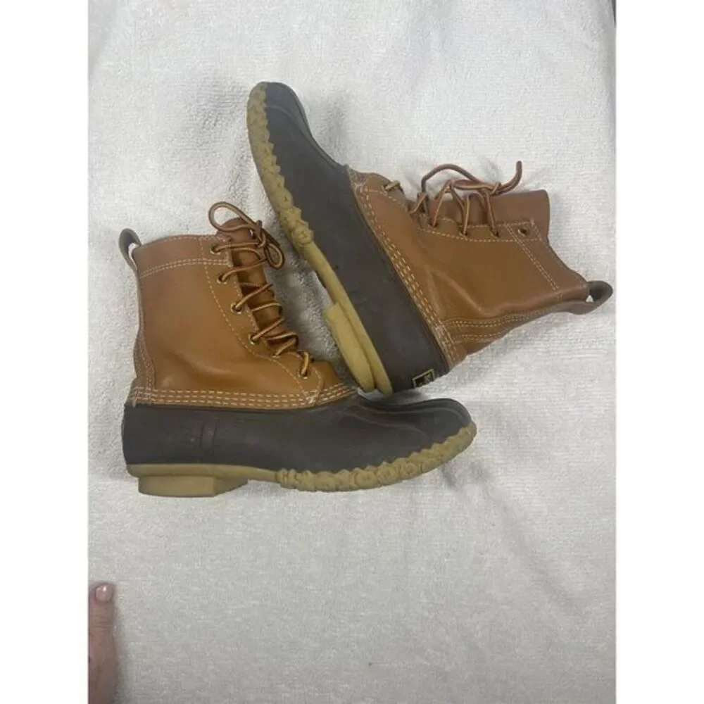 LL Bean Women's Bean Boots Size 7 Made in USA Duck Boot Classic Brown Preppy‎